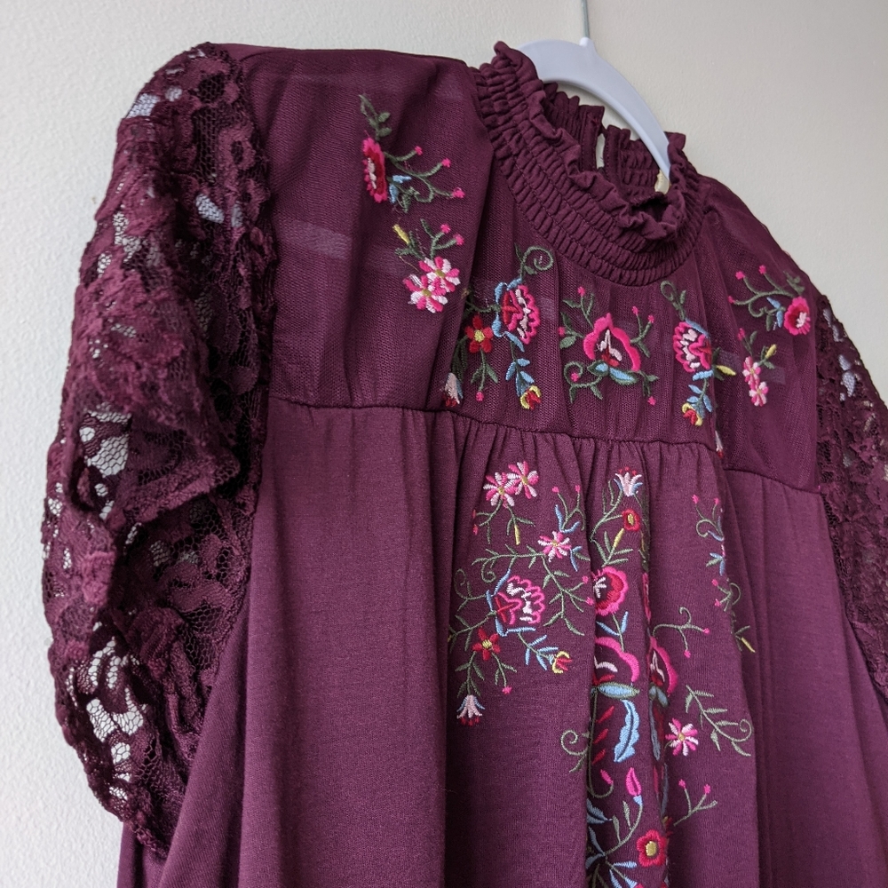 Embroidered and Lace Blouse